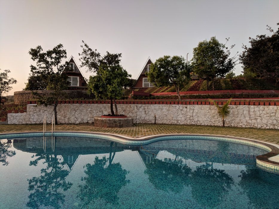 Swimming pool at stunning valley front resort near Panchgani