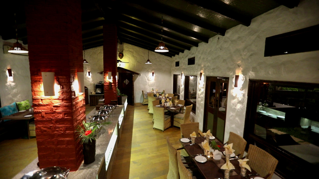 Restaurant at luxury tree house resort near Mumbai