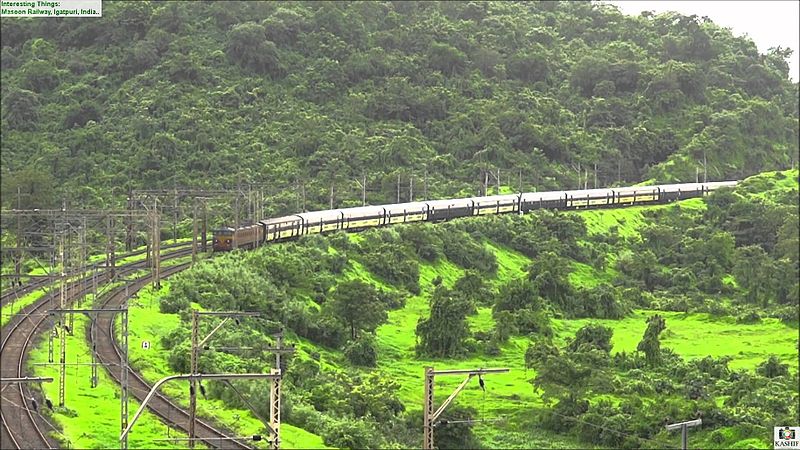 indian railways near Igatpuri during monsoon