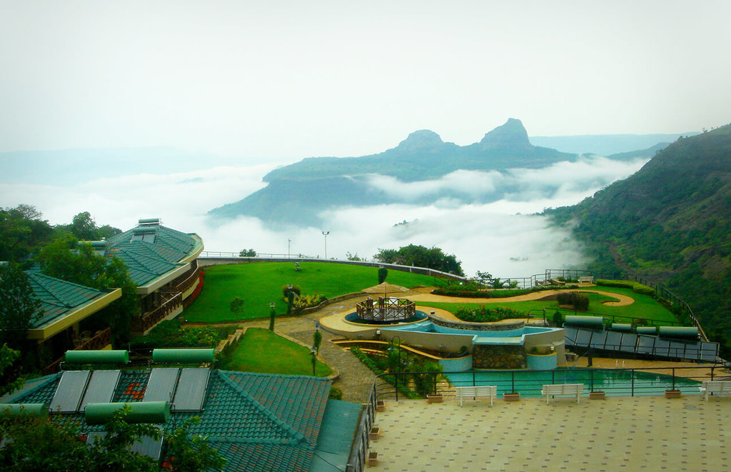 beautiful aerial view of resort in Lonavala