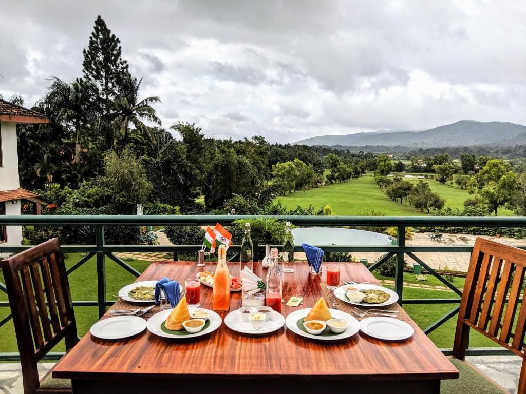 view at the breakfast table at the Green Hideaway - a safe and sanitized Independence Day weekend getaway near Bangalore