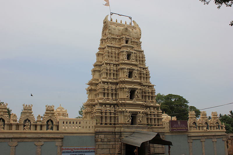 Gopura over entrance in Gunjanarasimhaswamy temple at Tirumakudal Narasipura - one of the most famous temples near Bangalore