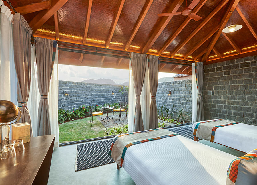 interiors of viveda wellness retreat in Nashik 